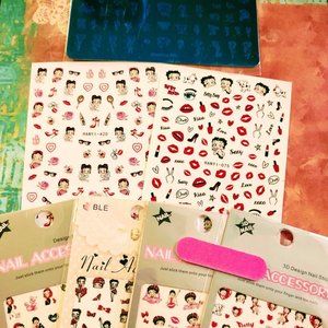 SOLD! New! Betty Boop Nail Decals & Plate Bundle